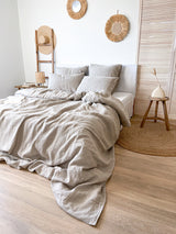 Washed Beige Linen Bedding Set