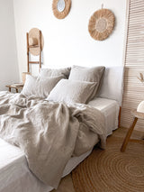 Beige Washed Linen Bedding Set