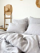 Light Grey Washed Linen Bedding Set