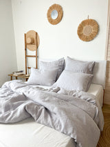 Washed Light Grey Linen Bedding Set