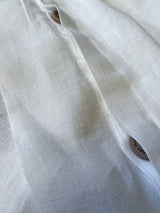 White Linen Duvet Cover set with Border and Tan Trim