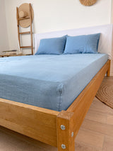 Light Blue Linen Fitted Sheet