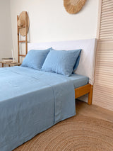 Light Blue Linen Flat Sheet