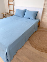 Light Blue Linen Flat Sheet