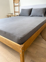 Dark Gray Linen Fitted Sheet
