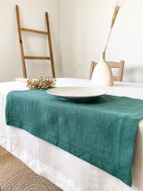 Dark Green Hemstitch Linen Placemat