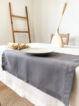 Dark Grey Hemstitch Linen Placemat