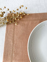 Tan Hemstitch Linen Placemat
