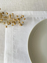 White Hemstitch Linen Placemat