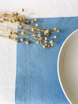 Light Blue Hemstitch Linen Placemat