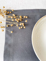 Dark Grey Hemstitch Linen Placemat