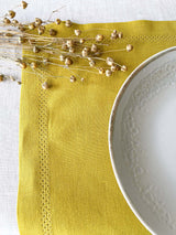 Yellow Hemstitch Linen Placemat