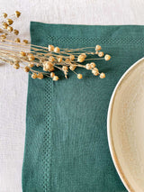 Dark Green Hemstitch Linen Placemat