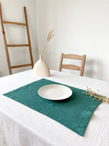 Dark Green Hemstitch Linen Placemat