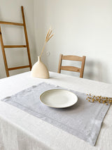 Light Grey Hemstitch Linen Placemat