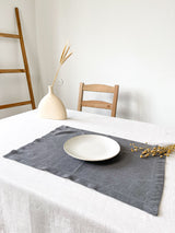 Dark Grey Hemstitch Linen Placemat