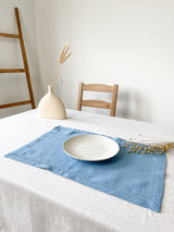 Light Blue Hemstitch Linen Placemat