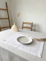 White Hemstitch Linen Placemat