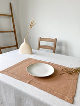 Tan Hemstitch Linen Placemat