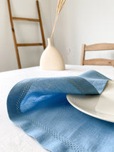 Light Blue Hemstitch Linen Placemat