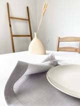 Light Grey Hemstitch Linen Placemat