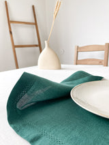 Dark Green Hemstitch Linen Placemat