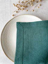 Dark Green Hemstitch Linen Placemat