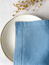 Light Blue Hemstitch Linen Placemat