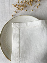 Off White Hemstitch Linen Placemat