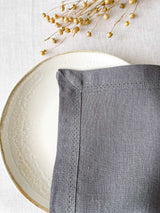 Dark Grey Hemstitch Linen Placemat