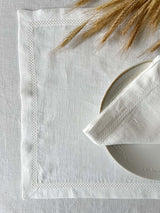 Off White Hemstitch Linen Napkin