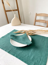 Dark Green Hemstitch Linen Napkin