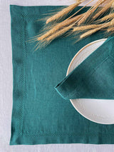 Dark Green Hemstitch Linen Napkin