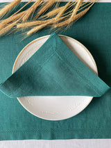 Dark Green Hemstitch Linen Napkin