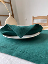 Dark Green Hemstitch Linen Napkin
