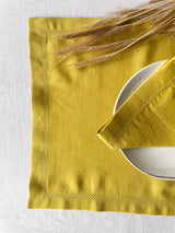 Yellow Hemstitch Linen Napkin