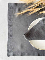 Dark Grey Hemstitch Linen Napkin