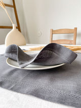 Dark Grey Hemstitch Linen Napkin