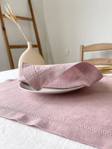 Dusty Pink Hemstitch Linen Napkin