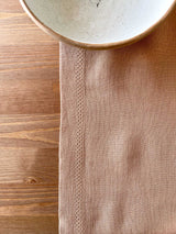 Tan Hemstitch Linen Table Runner