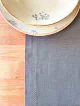 Dark Grey Hemstitch Linen Table Runner