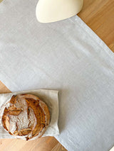 Light Grey Hemstitch Linen Table Runner