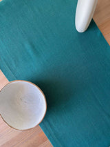 Dark Green Hemstitch Linen Table Runner