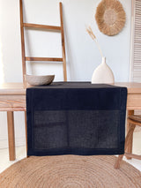 Black Hemstitch Linen Table Runner