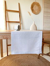 Light Grey Hemstitch Linen Table Runner
