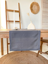 Dark Grey Hemstitch Linen Table Runner