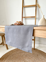 Dark Grey Hemstitch Linen Table Runner