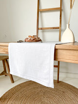 Light Grey Hemstitch Linen Table Runner