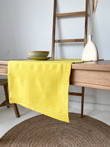 Yellow Hemstitch Linen Table Runner