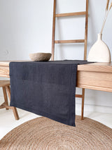 Black Hemstitch Linen Table Runner